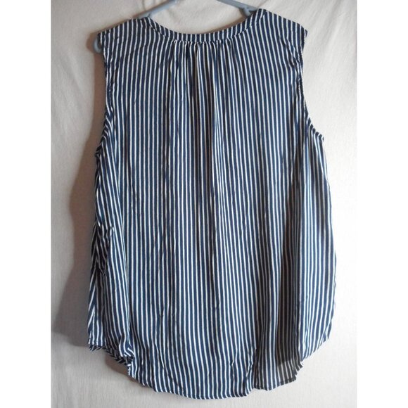 Liz Claiborne Size XXL sleeveless button front blue white striped top blouse - Picture 4 of 5